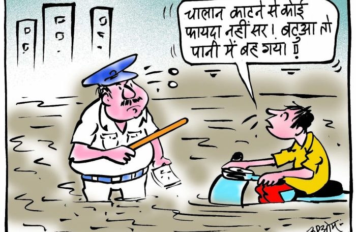 cartoon on flood india