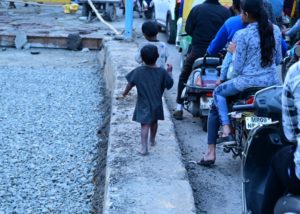 children on road