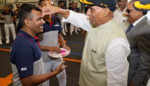 rajnath singh celebrates holi on ins vikrant