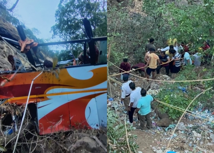 maharashtra bus fell in gorge