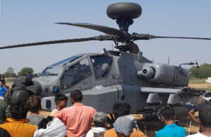 iaf apache helicopter emergency landing in bhind