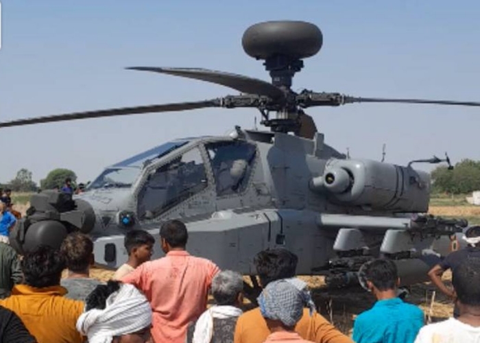 iaf apache helicopter emergency landing in bhind