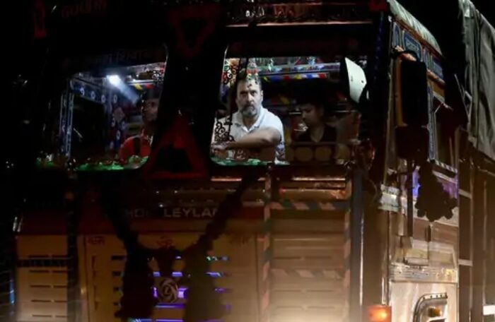 rahul gandhi in truck