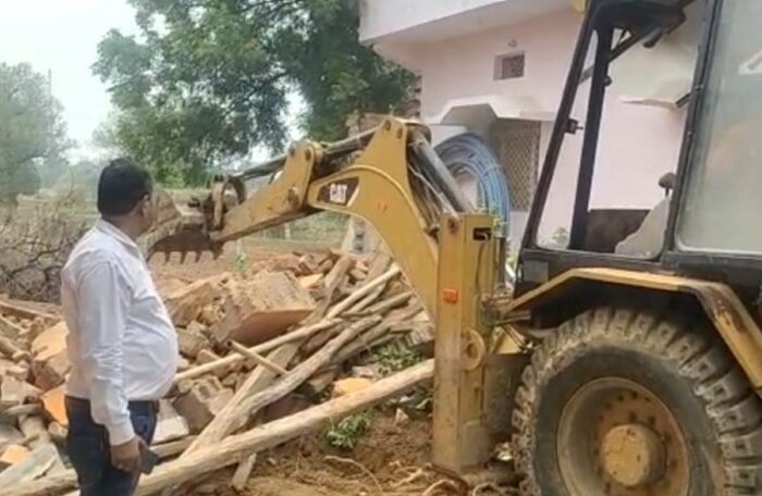 bulldozer ransacked bjp worker house