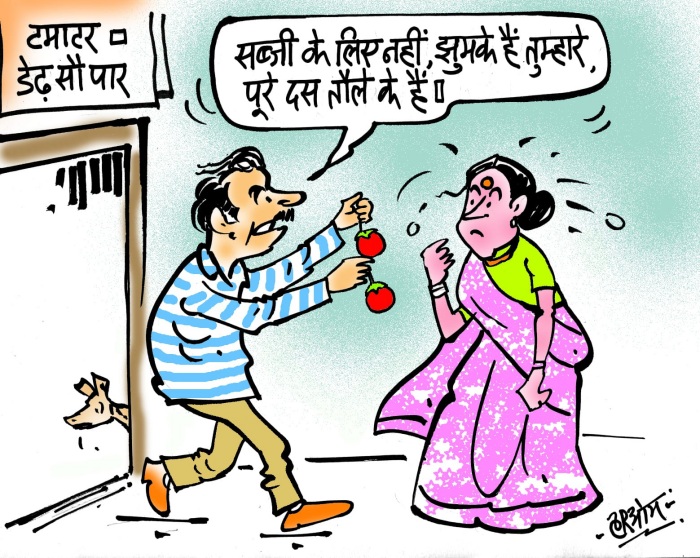 cartoon on price hike of tomatoes